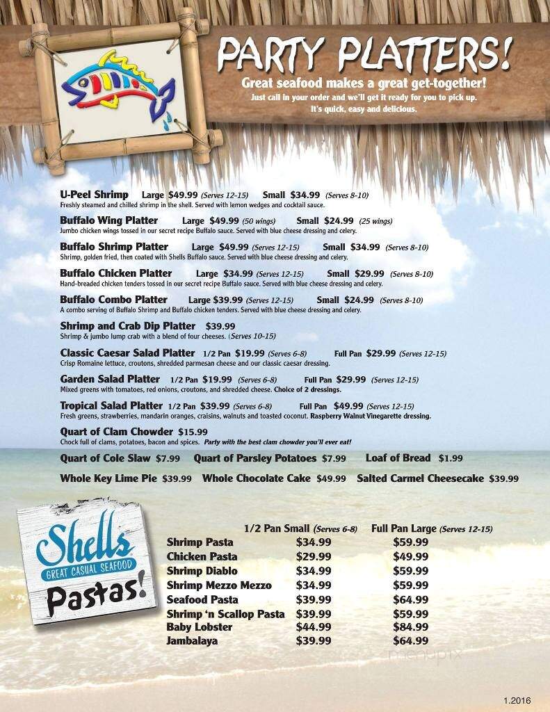 Shells Seafood Restaurant - Brandon - Brandon, FL menu_pic