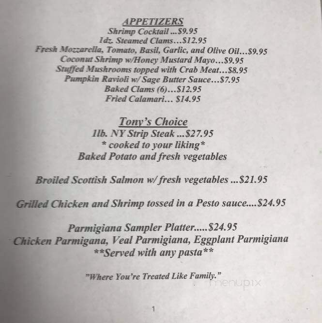 Tony Boffa's Restaurant - Middletown, NY menu_pic
