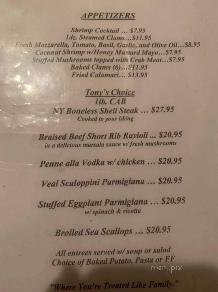 Tony Boffa's Restaurant - Middletown, NY menu_pic
