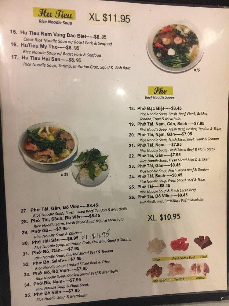 Pho Tai - Rochester, MN menu_pic