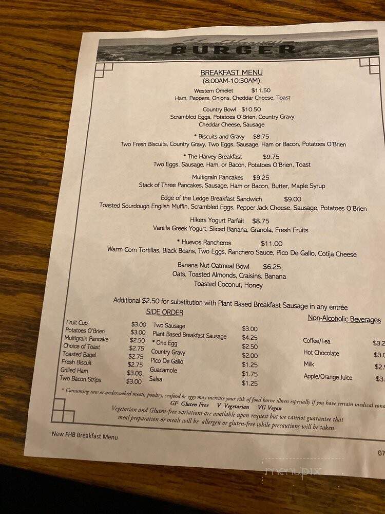 Bright Angel Restaurant, Fountain Bar - Grand Canyon Village, AZ menu_pic