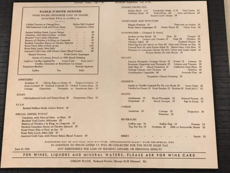 Bright Angel Restaurant, Fountain Bar - Grand Canyon Village, AZ menu_pic