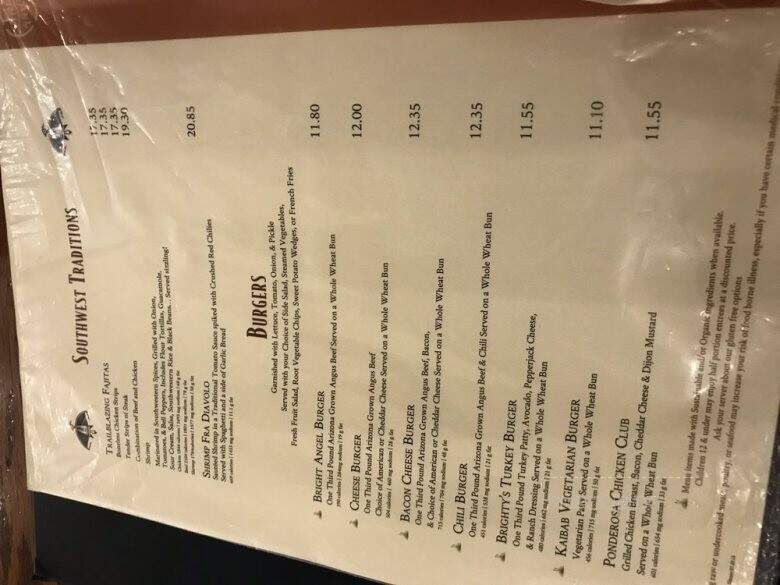 Bright Angel Restaurant, Fountain Bar - Grand Canyon Village, AZ menu_pic