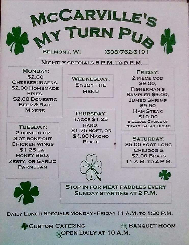 My Turn Pub - Belmont, WI menu_pic