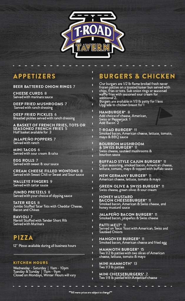 Kenny's T-Road Tavern - New Germany, MN menu_pic
