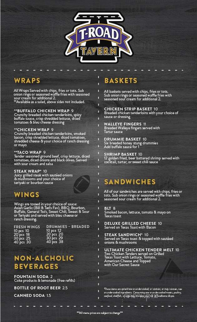 Kenny's T-Road Tavern - New Germany, MN menu_pic