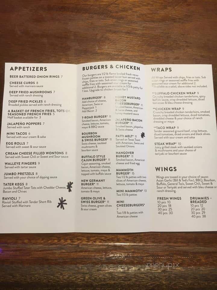 Kenny's T-Road Tavern - New Germany, MN menu_pic