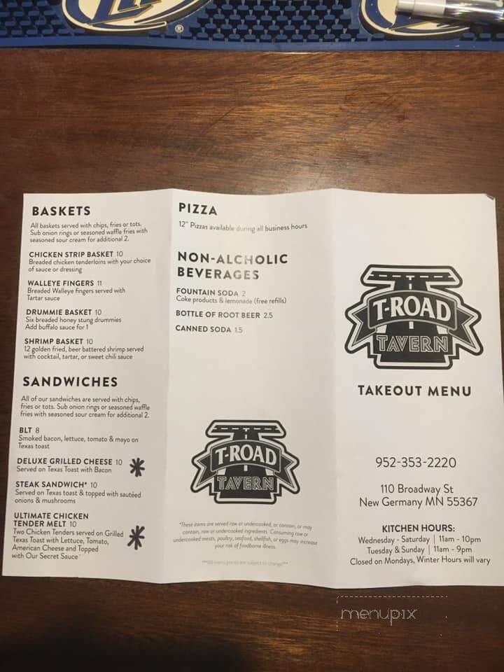 Kenny's T-Road Tavern - New Germany, MN menu_pic