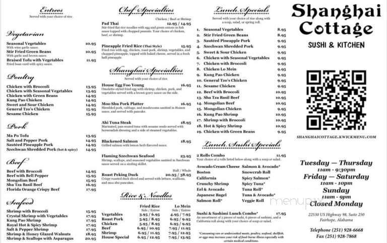 Shanghai Cottage - Fairhope, AL menu_pic