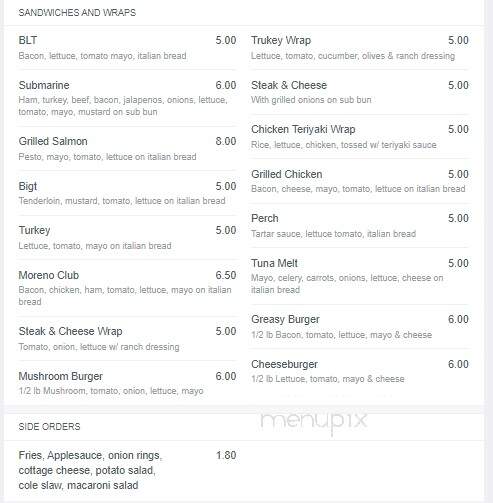 Moreno's - Carey, OH menu_pic