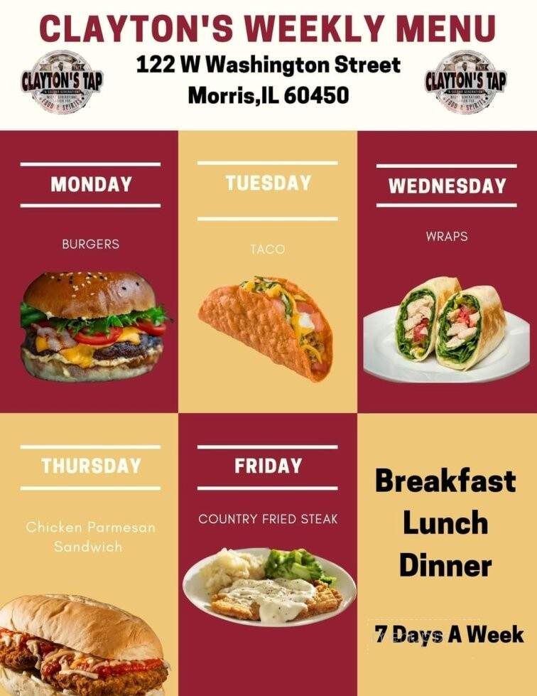 Clayton's Tap - Morris, IL menu_pic