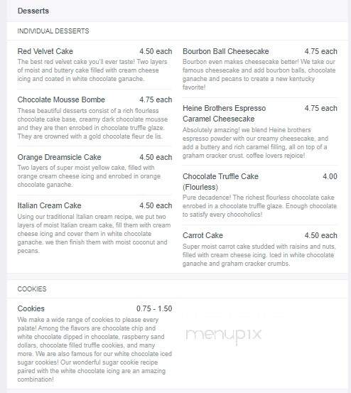 Desserts By Helen Commissary - Louisville, KY menu_pic