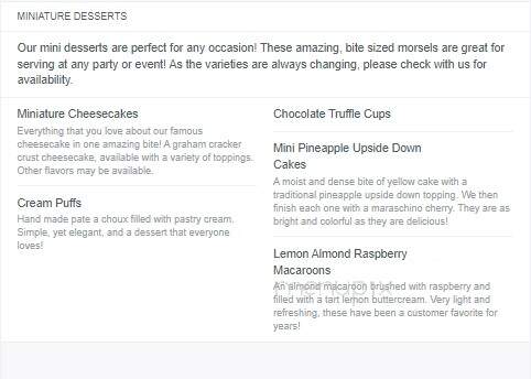 Desserts By Helen Commissary - Louisville, KY menu_pic