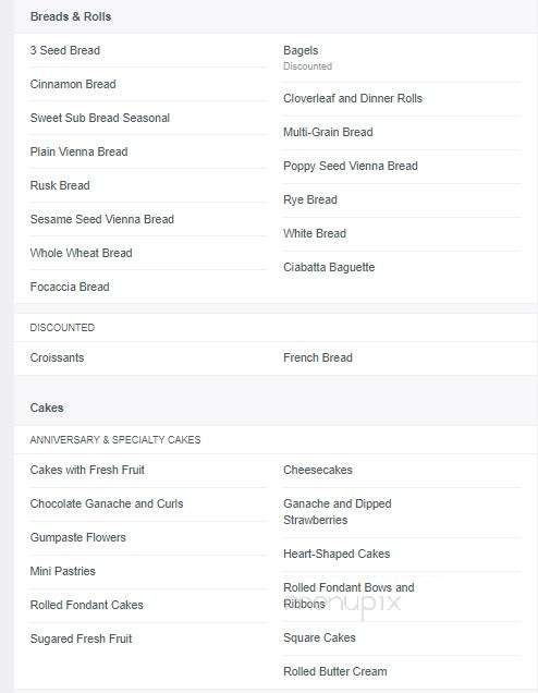 Trefzgers Bakery - Peoria, IL menu_pic