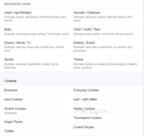 Trefzgers Bakery - Peoria, IL menu_pic