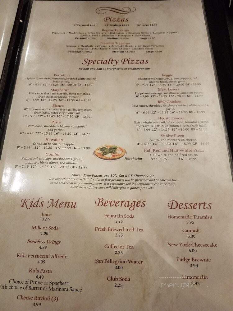 Portofino Pizza and Pasta - Parker, CO menu_pic