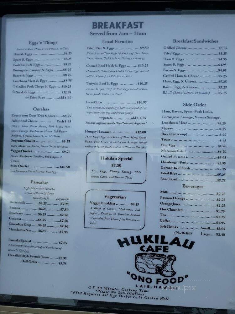Hukilau Cafe - Laie, HI menu_pic