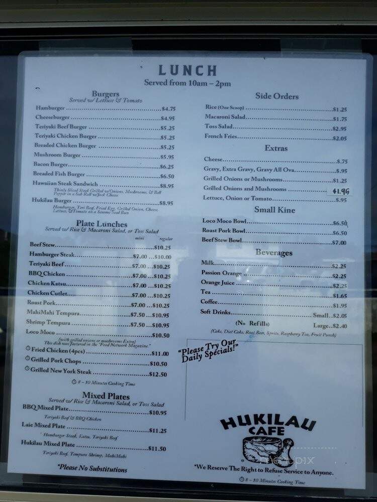 Hukilau Cafe - Laie, HI menu_pic