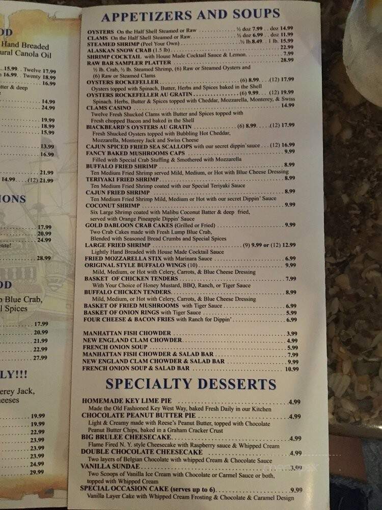 Blackbeard's Inn - New Smyrna Beach, FL menu_pic