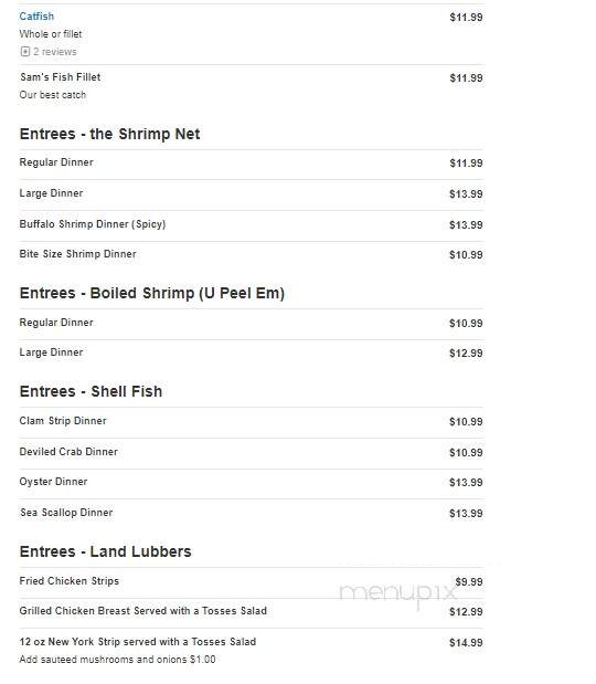 Sam's St John's Seafood - Ocala, FL menu_pic