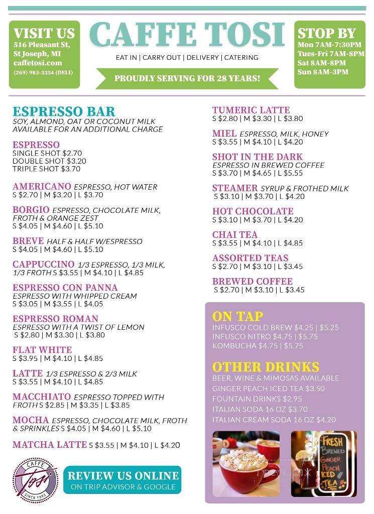 Caffe Tosi - St Joseph, MI menu_pic