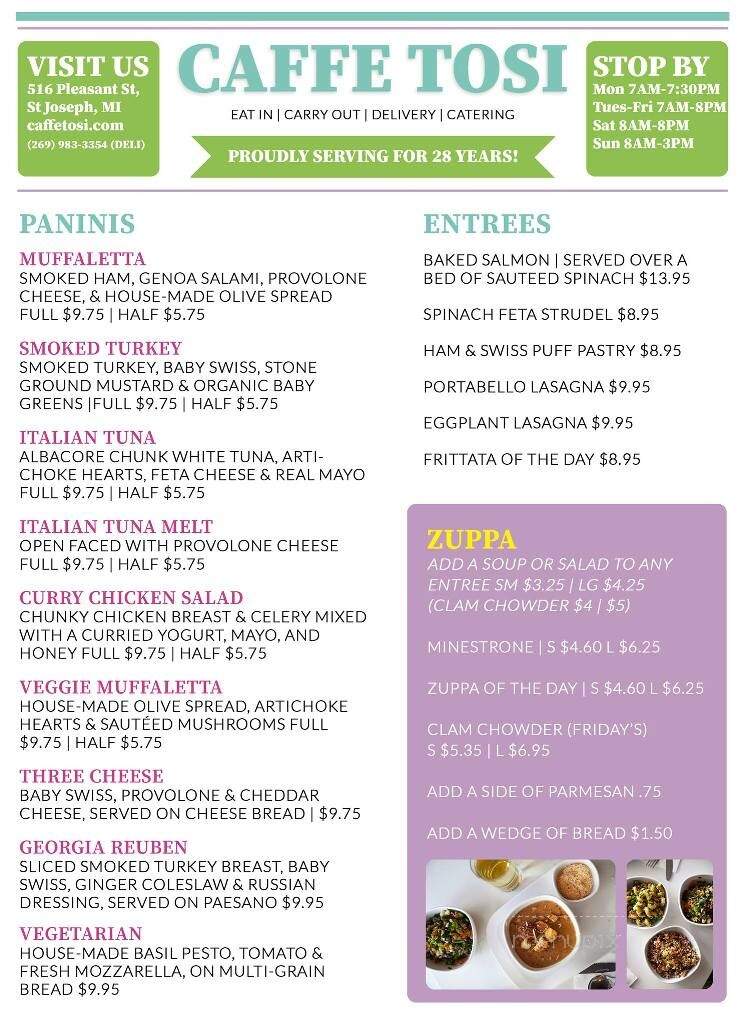 Caffe Tosi - St Joseph, MI menu_pic