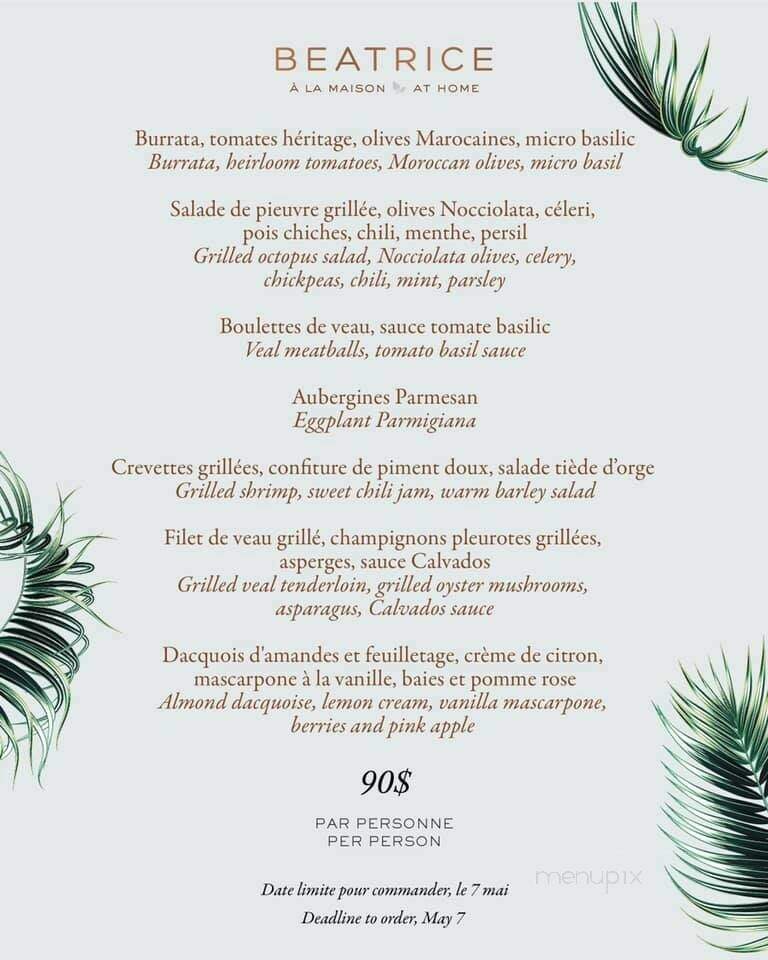 Restaurant Bice - Montreal, QC menu_pic