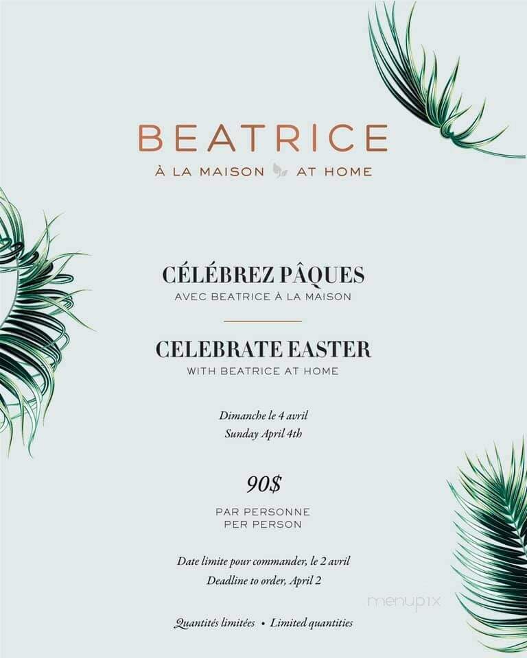 Restaurant Bice - Montreal, QC menu_pic