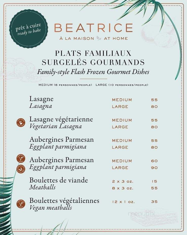 Restaurant Bice - Montreal, QC menu_pic