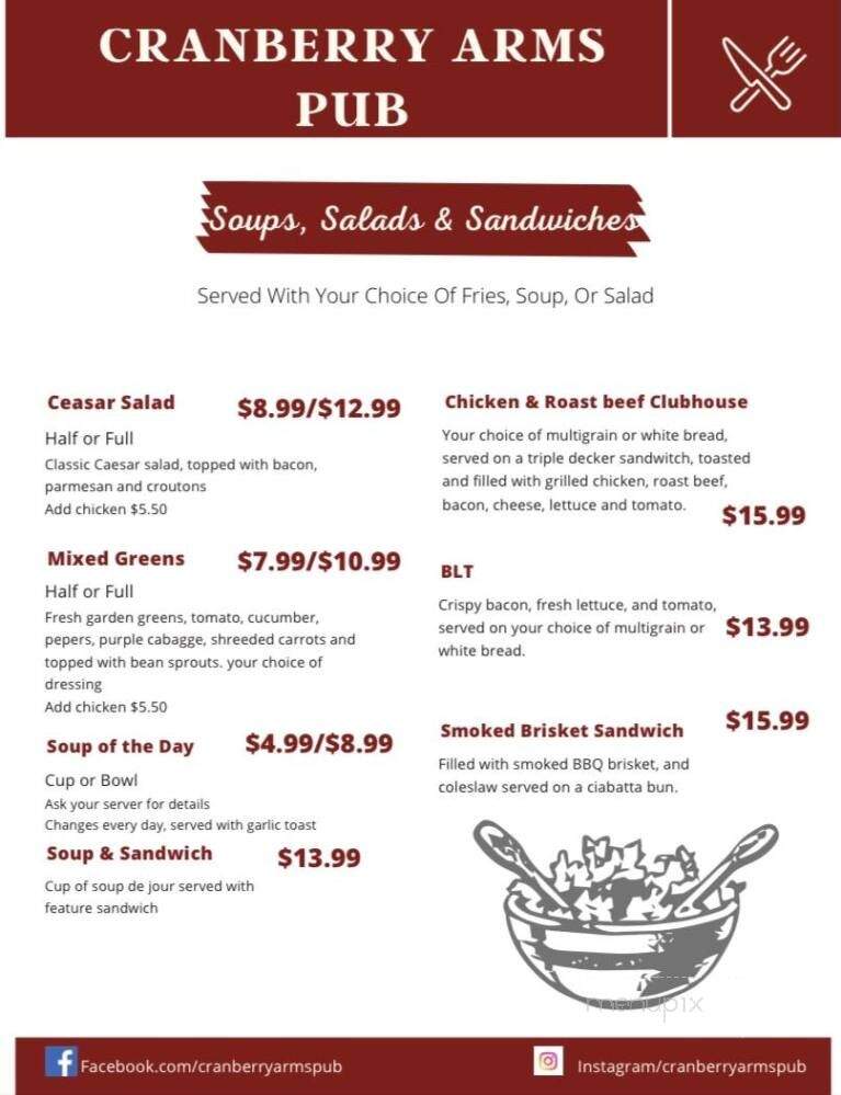 Cranberry Arms L R S - Nanaimo, BC menu_pic
