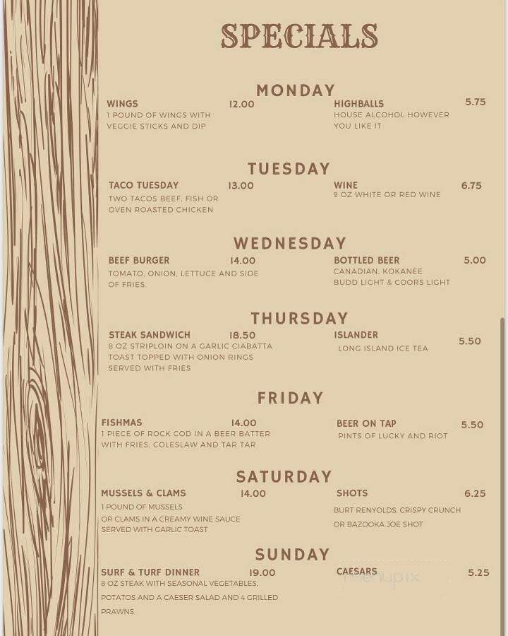 Cranberry Arms L R S - Nanaimo, BC menu_pic