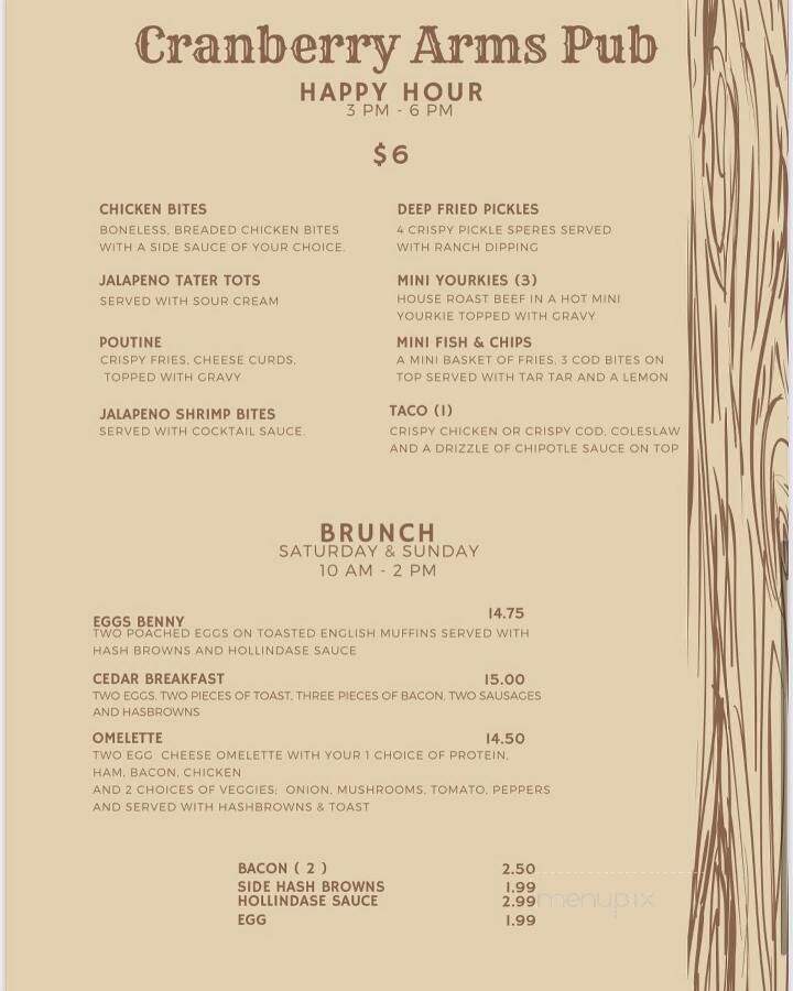 Cranberry Arms L R S - Nanaimo, BC menu_pic