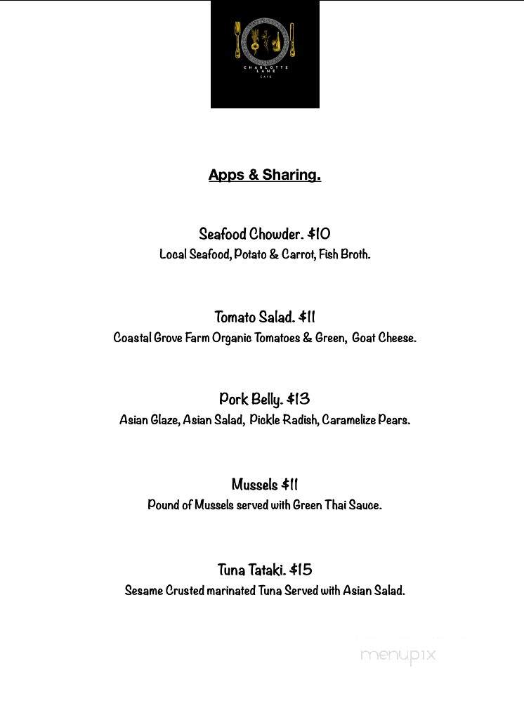 Charlotte Lane Cafe & Crafts - Shelburne, NS menu_pic