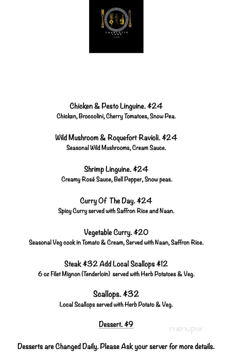 Charlotte Lane Cafe & Crafts - Shelburne, NS menu_pic