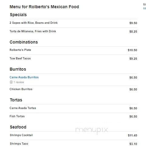 Rolberto's Mexican Food - Twin Falls, ID menu_pic