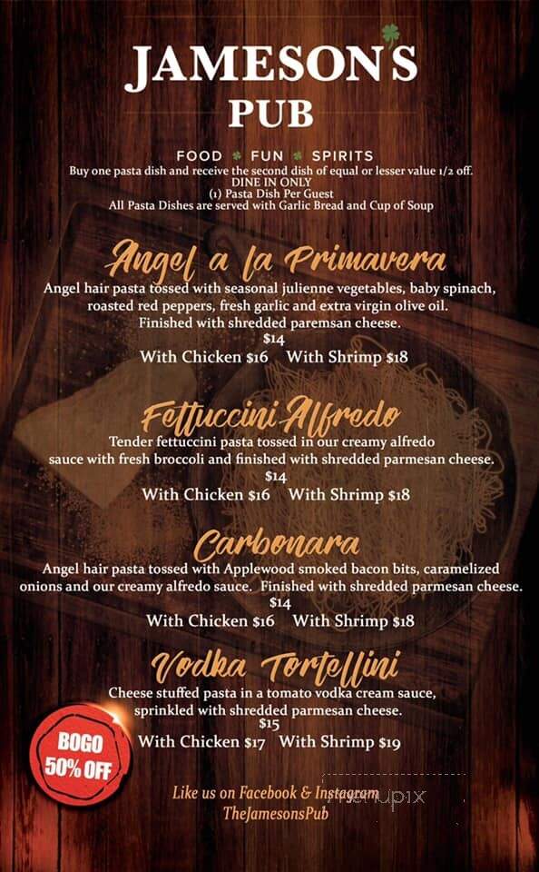 Jameson's Pub - Joliet, IL menu_pic