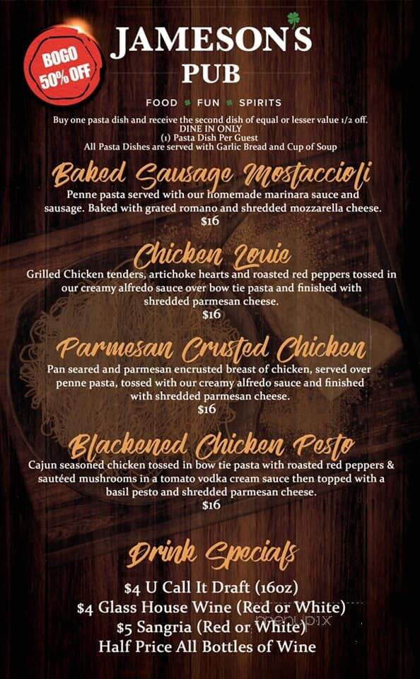 Jameson's Pub - Joliet, IL menu_pic