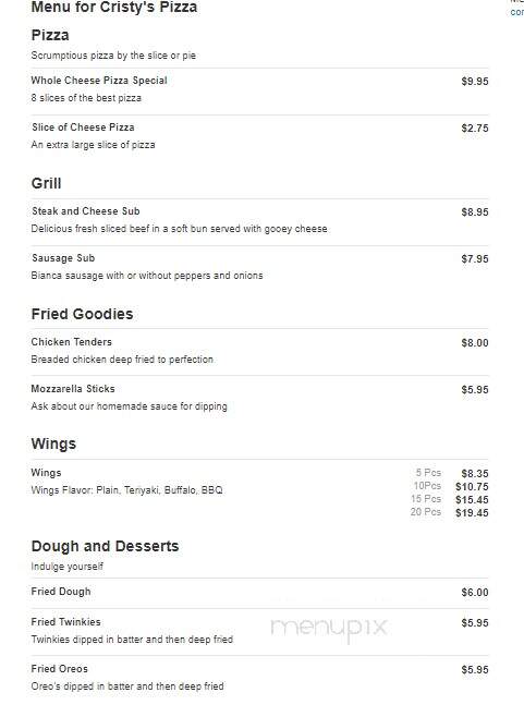 Cristy's Pizza - Salisbury, MA menu_pic