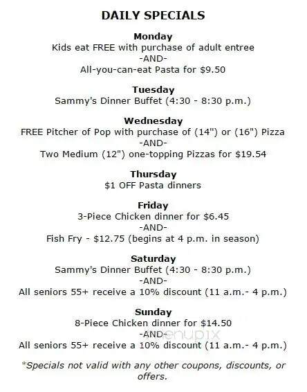 Sammy's Pizza - Cloquet, MN menu_pic
