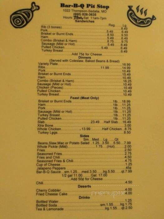 Bar-B-Que Pit Stop - Sedalia, MO menu_pic