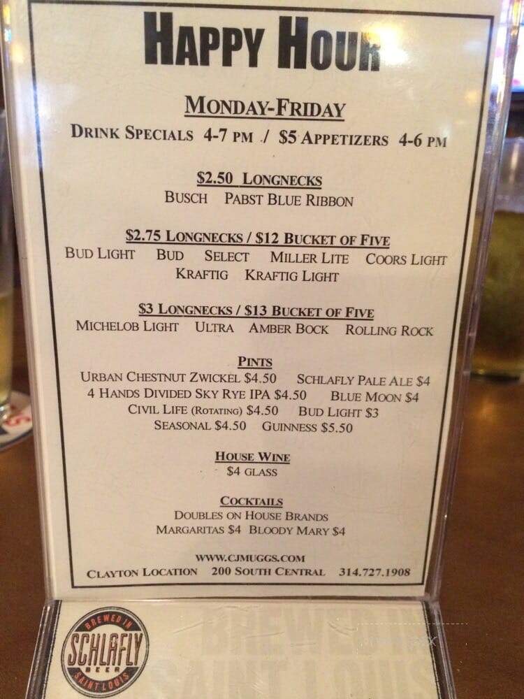 C J Muggs Restaurant & Bar - Clayton, MO menu_pic