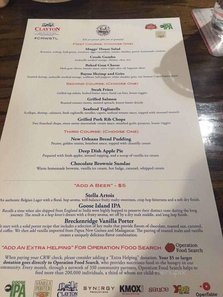 C J Muggs Restaurant & Bar - Clayton, MO menu_pic
