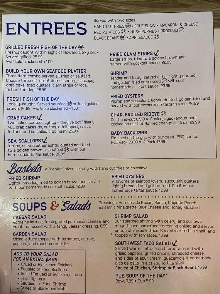 Howard's Pub & Raw Bar Restaurant - Ocracoke, NC menu_pic