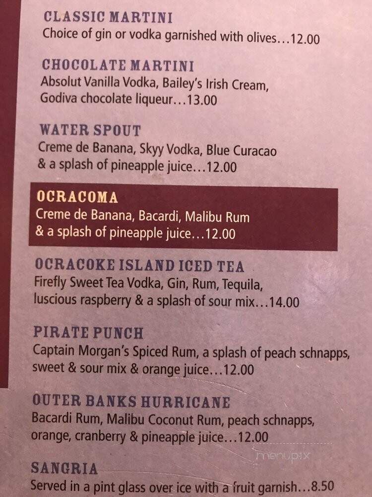 Howard's Pub & Raw Bar Restaurant - Ocracoke, NC menu_pic