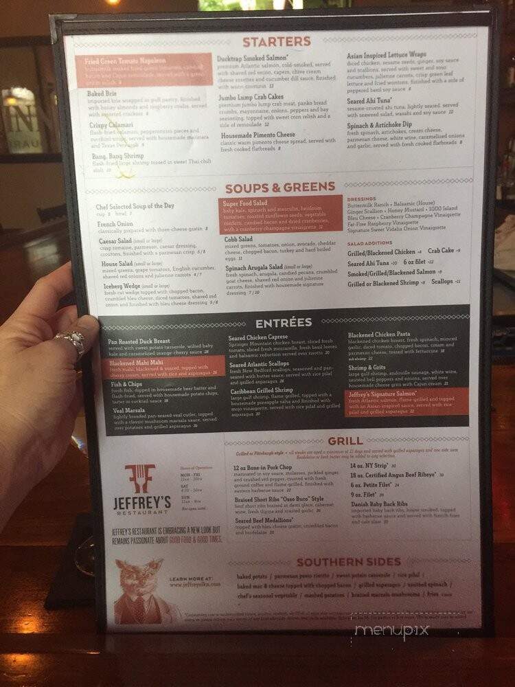 Jeffrey's Restaurant - Mooresville, NC menu_pic