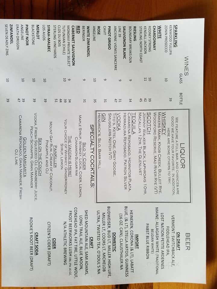 Barn Restaurant & Tavern - Pawlet, VT menu_pic