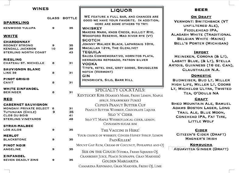 Barn Restaurant & Tavern - Pawlet, VT menu_pic