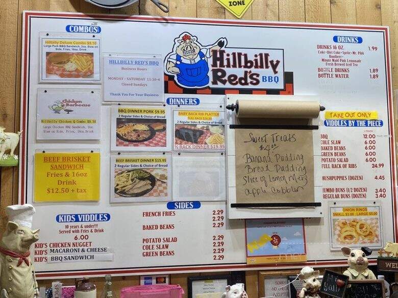 Hillbilly Red's Barbeque - Sandston, VA menu_pic