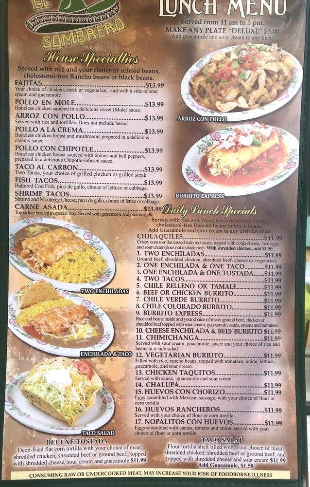 El Sombrero Mexican - Walla Walla, WA menu_pic