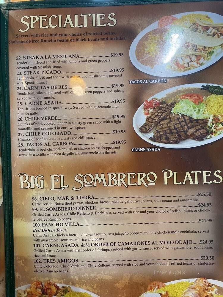 El Sombrero Mexican - Walla Walla, WA menu_pic